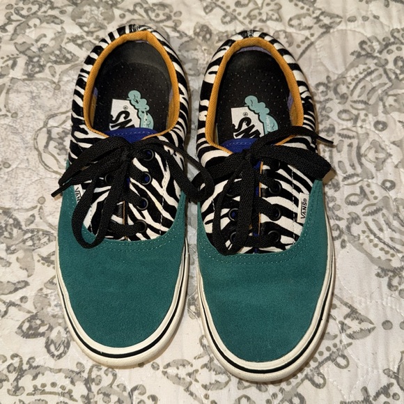VANS Comfycush Zebra Print Suede Teal Blue Sneakers Men’s US 4.5 women’s US 6 - Picture 2 of 6